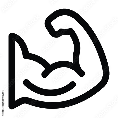 Visualizing The Power of Physical Strength With An Icon Representing A Flexed Bicep Muscle Showing Human Anatomy And Muscularity