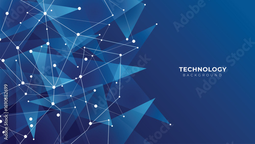 abstract technology polygonal shapes background with points and lines.