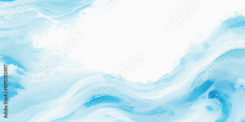 Big blue ocean wave abstract watercolor background with tropical water splash for modern poster template design