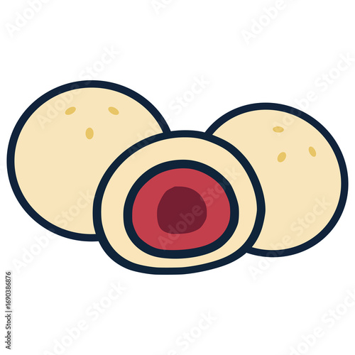 Ovocné knedlíky Czech Fruit Dumplings flat color vector illustration template design
