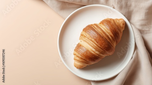 Wallpaper Mural Croissant on plate with neutral background Torontodigital.ca