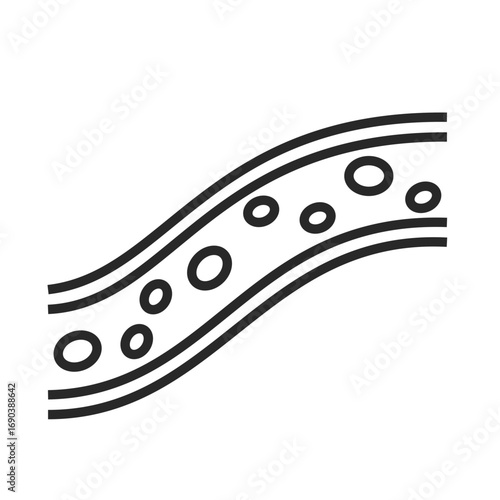 Blood vessel line icon with artery and vein symbol for anatomy and medical clip art.