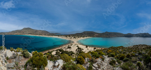 Greece, Elafonisos, Simos beach - 2 April 2024 - View of Simos beach and the characteristic landscape of Elafonisos island