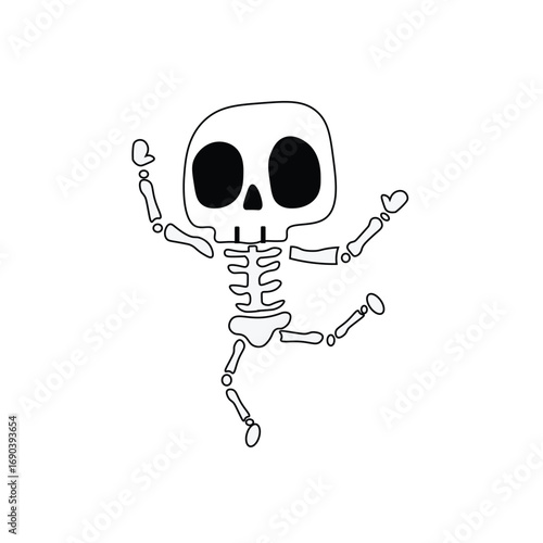 Halloween skeleton funny Vector Single Icon Flat Illustration