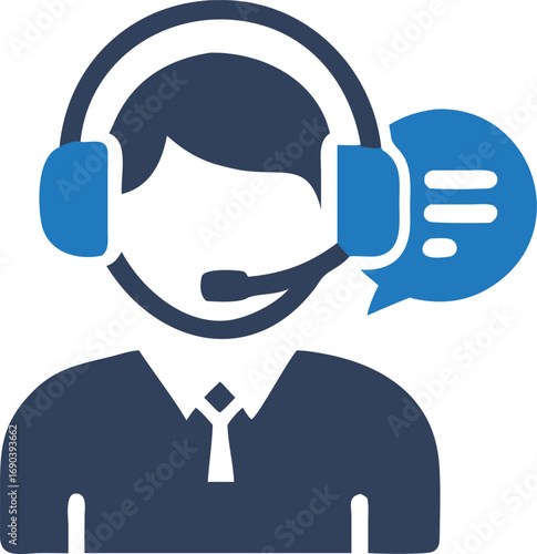 Simple friendly agent icon is ready to provide customer support and feedback