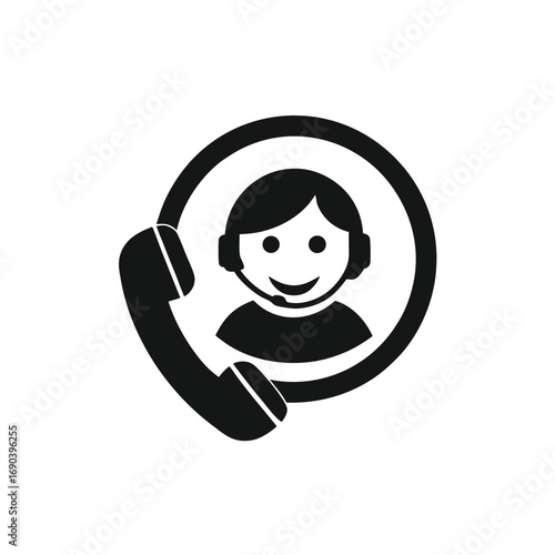 Smiling avatar with headset shows excellent support symbol on a white background