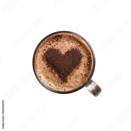 Heart-Shaped Cocoa Powder Design on a Cup of Hot Chocolate