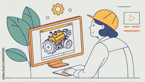 Engineering Design Software 3D Modeling Machinery CAD Industrial Design Computer-Aided Design Tractor Design Vehicle Engineering Technical Illustration Blueprint Innovation Technology Manufacturing P.