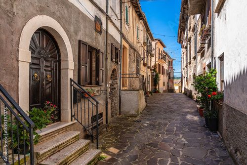 Montenero Sabino, beautiful village overlooked by a medieval castle. Province of Rieti, Lazio, Italy.