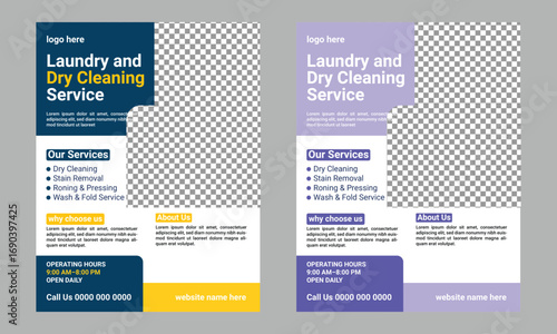 Professional waves laundry service flyer