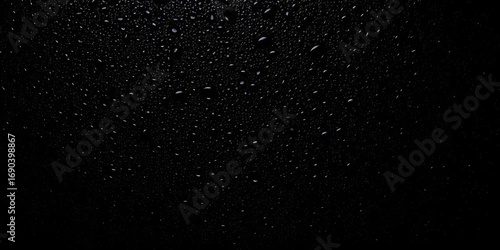 Black background, glistening water droplets, textured surface,  still life,  reflection
