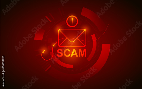 Phishing Email Scam Fraud Vector with Spam Internet Online Cyber Security