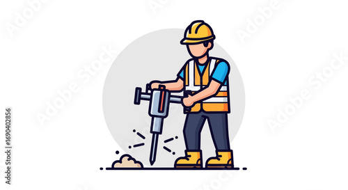 Field Worker Vector Illustration Flat Design of Agriculture, Construction, and Outdoor Labor in Modern Minimal Style