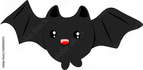 A black bat with outstretched wings on a white background. Vector