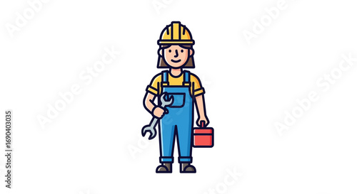 Field Worker Vector Illustration Flat Design of Agriculture, Construction, and Outdoor Labor in Modern Minimal Style
