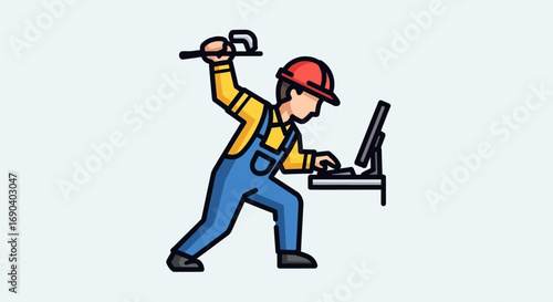 Field Worker Vector Illustration Flat Design of Agriculture, Construction, and Outdoor Labor in Modern Minimal Style