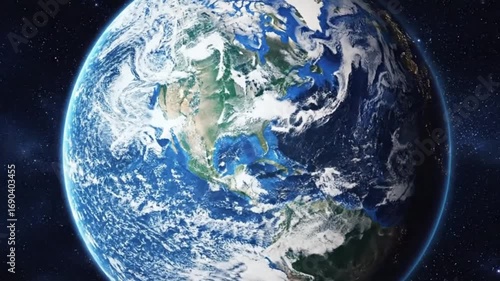 Cinematic HDR View of Planet Earth Floating in Space with Atmospheric Glow