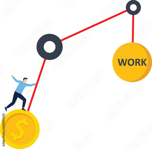 Work-life balance, balancing between career to make money and personal life to enjoy with yourself or family concept,


