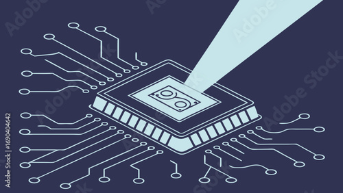 Microchip Circuit Board Technology Data Processing Abstract Illustration.