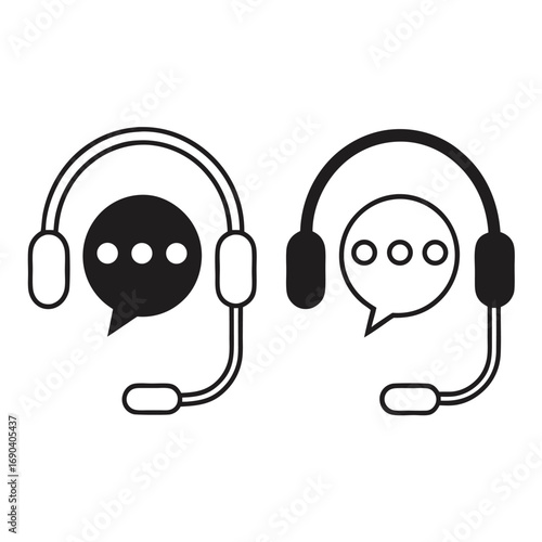 Two distinct headset icons display customer service and online communication support effectively