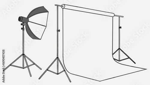 Studio Photography Setup Lighting Equipment and Backdrop Illustration.