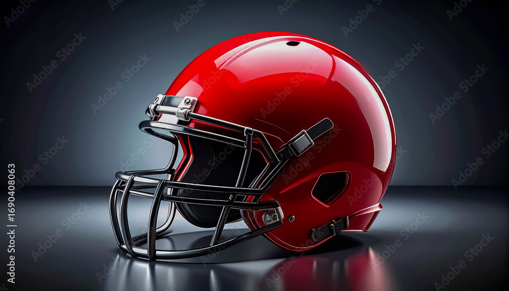 Fototapeta premium Close Up Red Black American Football Helmet Isolated
