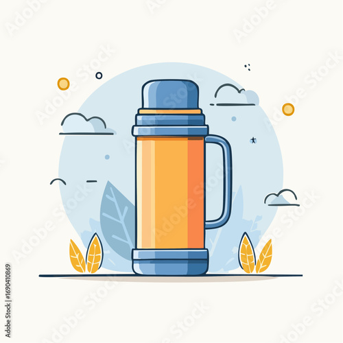 Orange Thermos Bottle Illustration