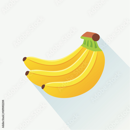 Three Yellow Bananas On White Background