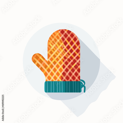 Warm Orange And Red Knitted Winter Mitten