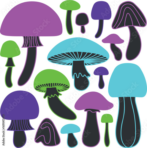 Cyberpunk Neon Mushroom T-Shirt – Futuristic Glow Graphic Tee