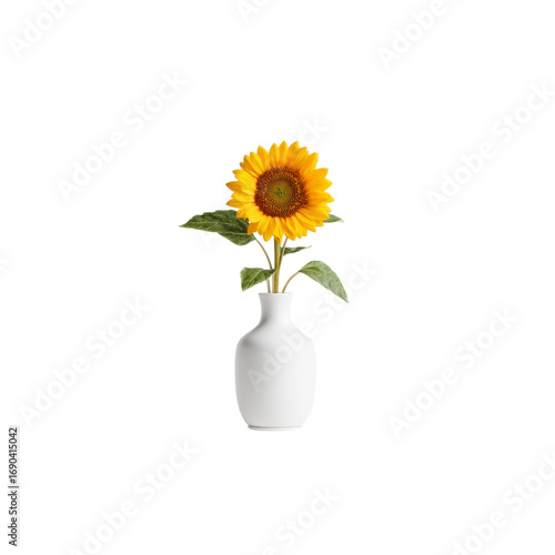 Single Sunflower in a White Vase - Minimalist Floral Arrangement