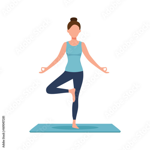 Woman Practicing Tree Pose Yoga
