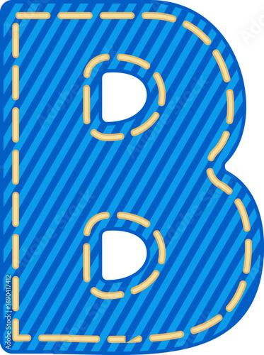 Denim Style Letter Vector Element Alphabet B