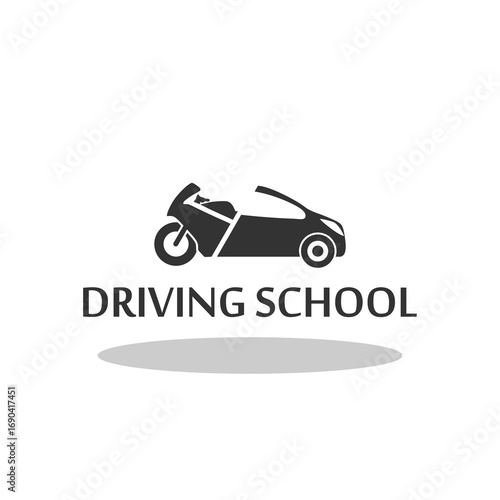 Driving school logo with shadow