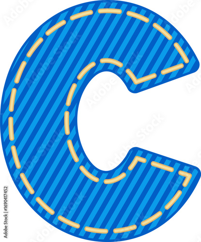 Denim Style Letter Vector Element Alphabet C