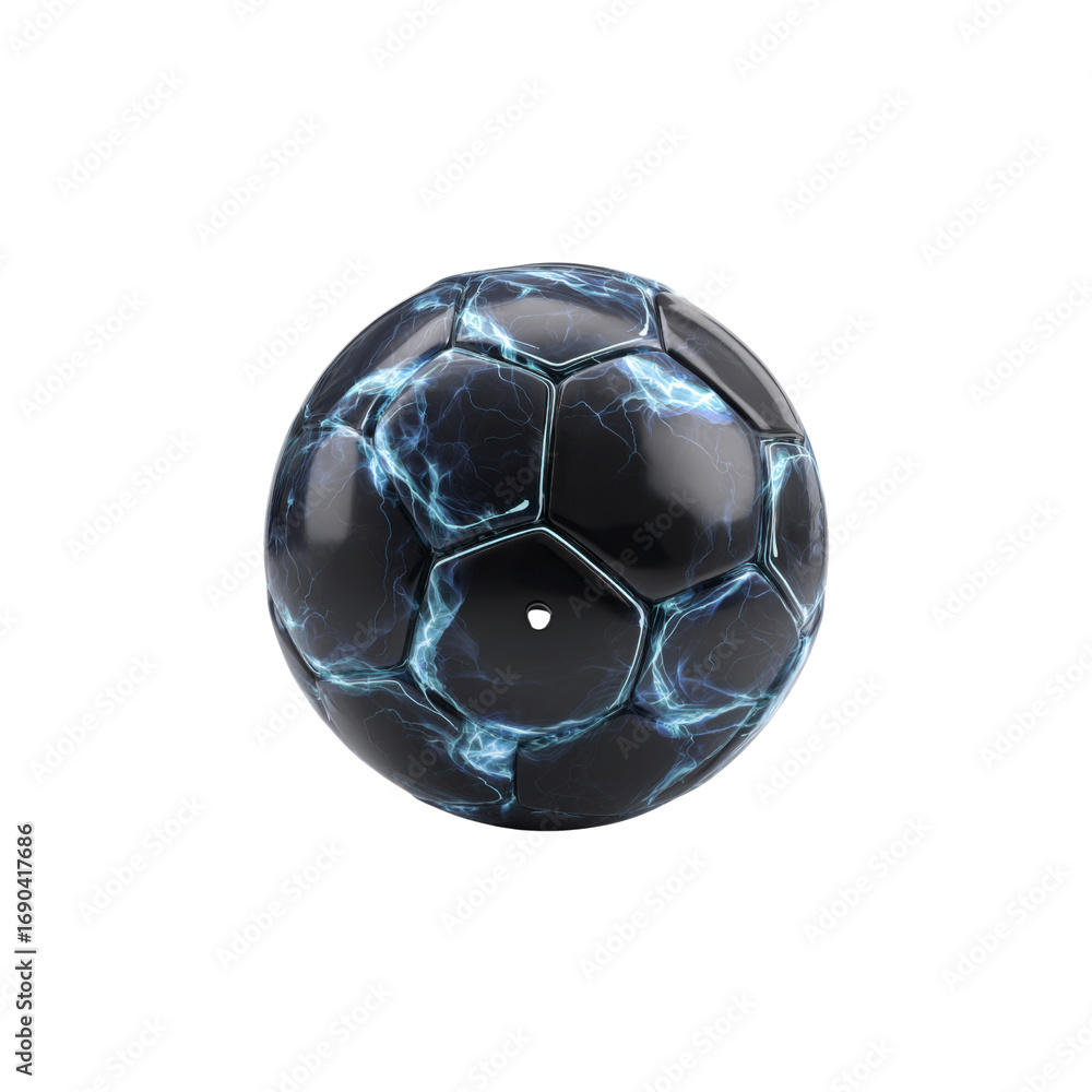 Naklejka premium Electric Blue Lightning Soccer Ball - Studio Shot