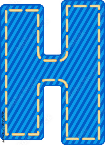 Denim Style Letter Vector Element Alphabet H