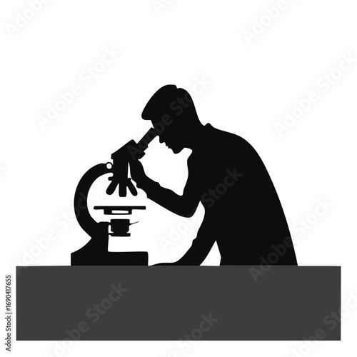Scientist Silhouette: Microscope Research Study