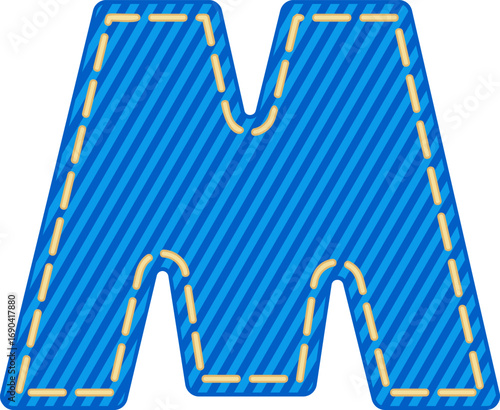 Denim Style Letter Vector Element Alphabet M