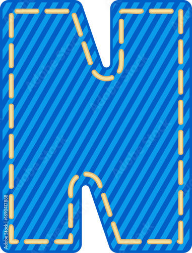 Denim Style Letter Vector Element Alphabet N