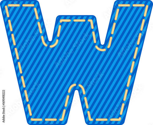Denim Style Letter Vector Element Alphabet W
