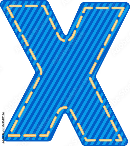 Denim Style Letter Vector Element Alphabet X