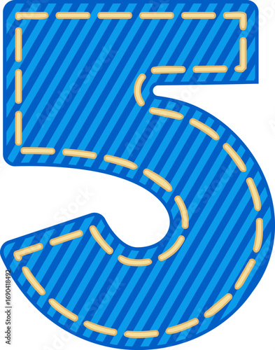Denim Style Number Vector Element Alphabet 5