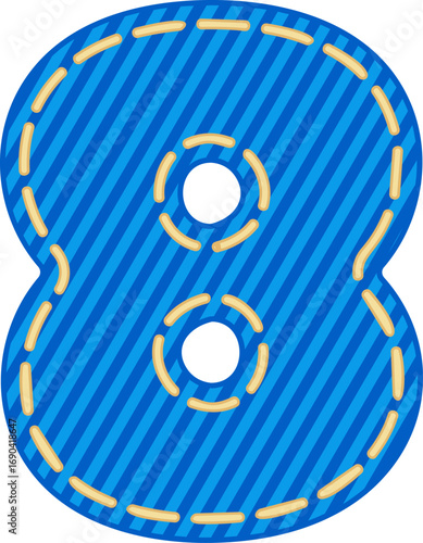 Denim Style Number Vector Element Alphabet 8