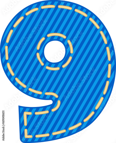 Denim Style Number Vector Element Alphabet 9