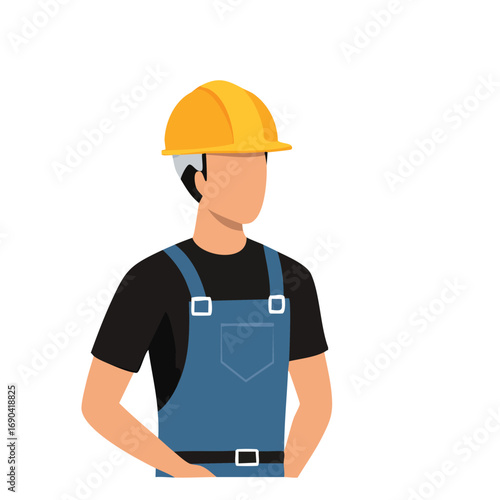 Construction Worker: Faceless, Flat Design