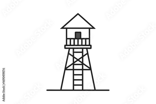 old village watch tower with ladder outline