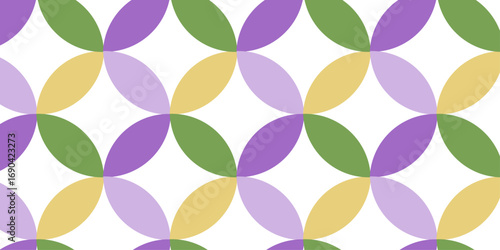 Vector seamless pattern with abstract lines and flower design. Abstract geometric fabric circle floral pattern. Hawaiian tropical seamless pattern.	