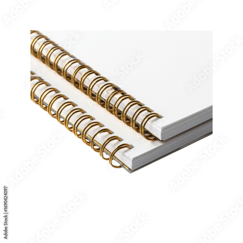 Close-up of Two Spiral-Bound Notebooks with Gold Wire-O Binding
