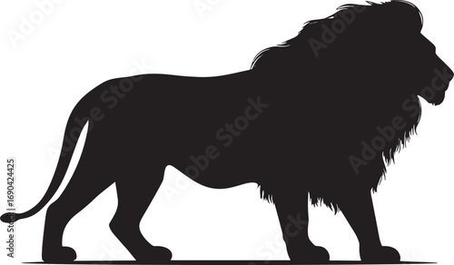 Majestic lion profile in a bold black silhouette